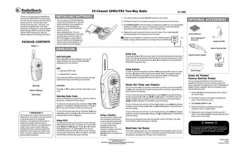 Radio Shack 21-1905 User manual
