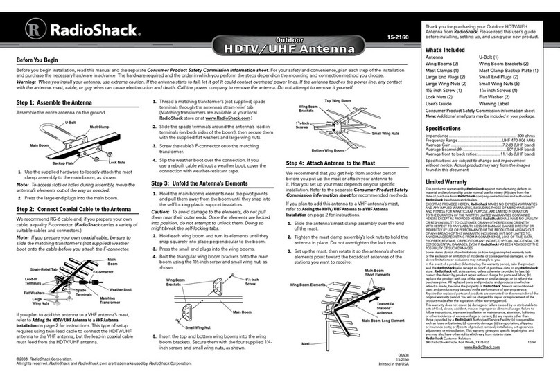 Radio Shack 15-2160 user manual
