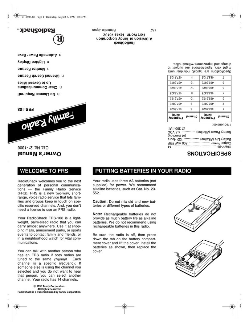 Radio Shack FRS-108 User manual Radio Shack FRS-108 User manual