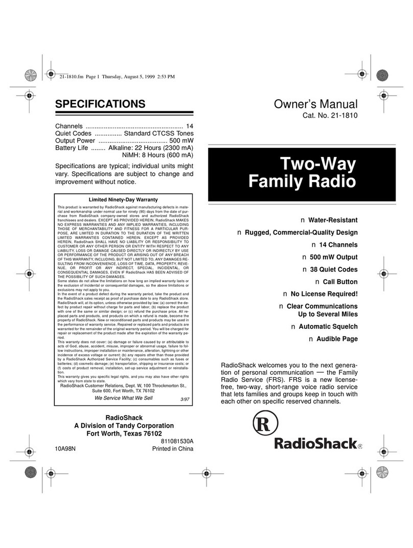 Radio Shack 811081530A User manual