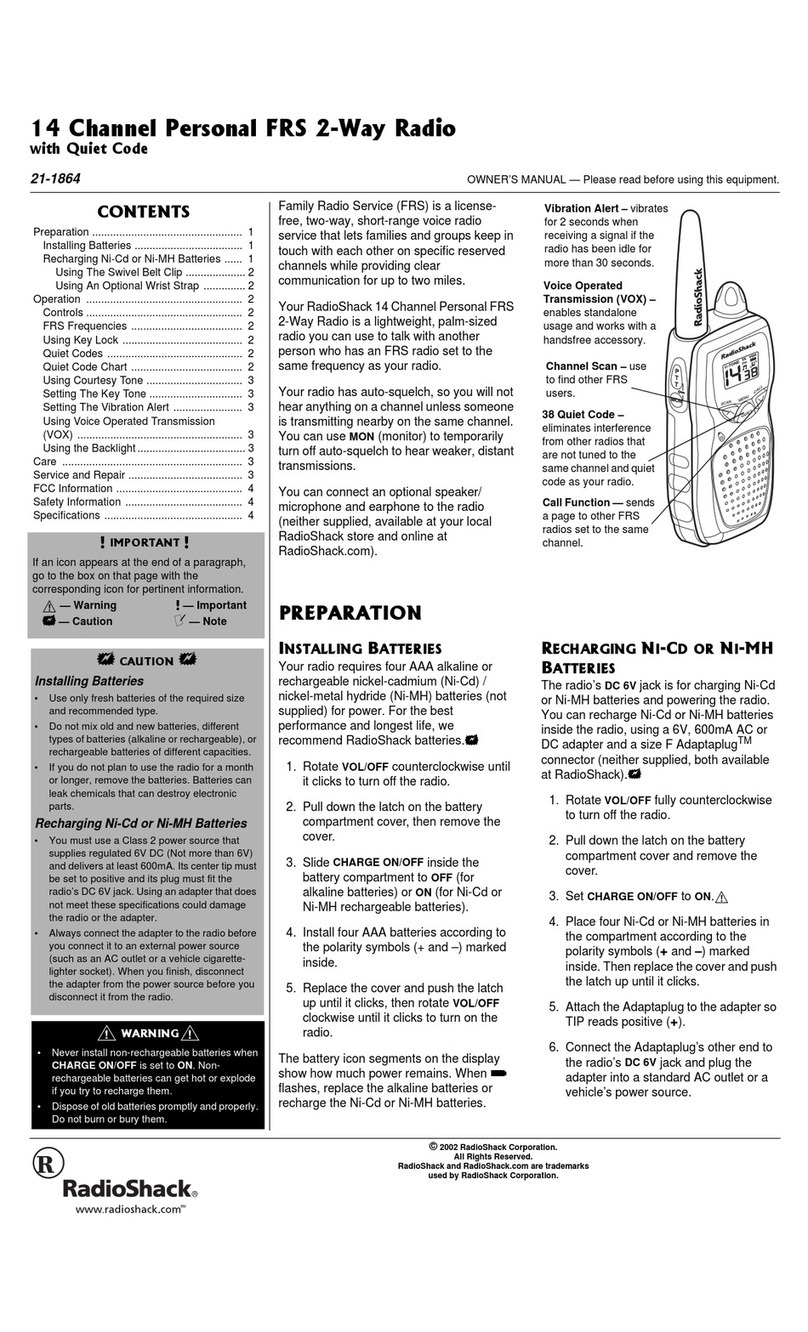 Radio Shack 21-1864 User manual