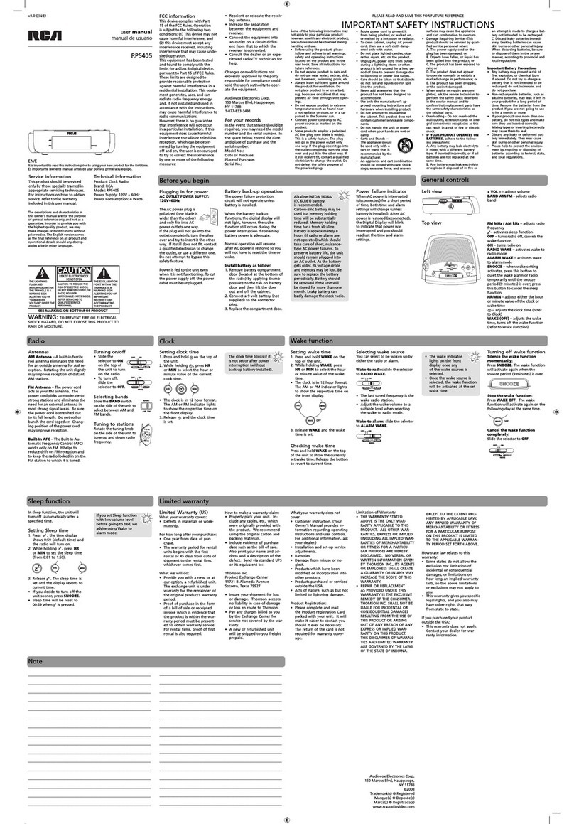 RCA RP5405 User manual