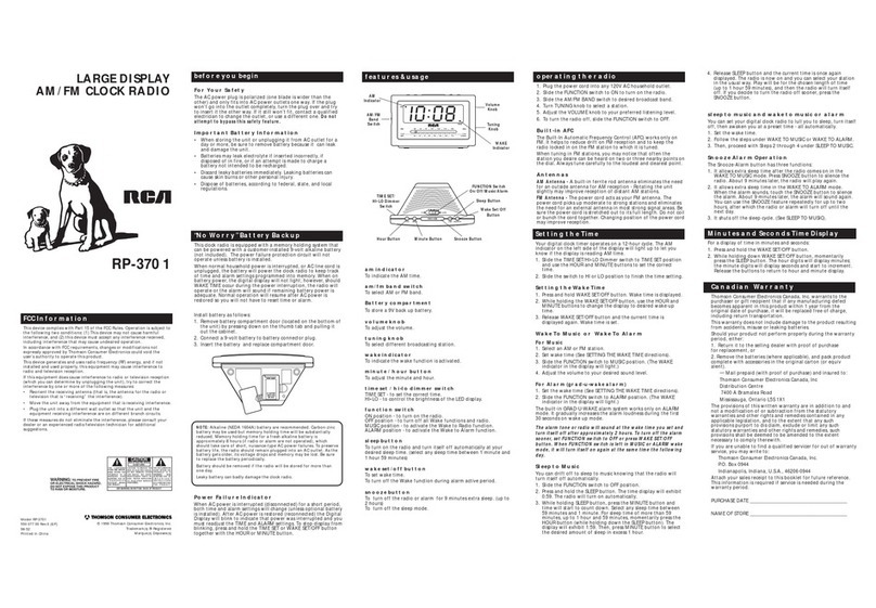 RCA RP-3701 owner's manual