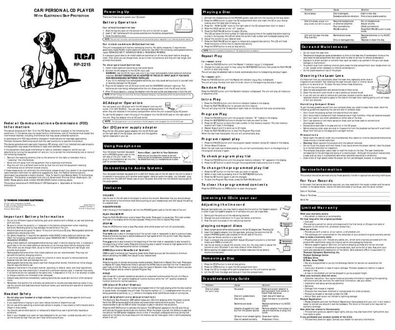 RCA RP-2215 User manual