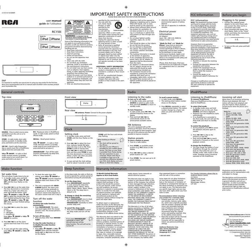 RCA RC150I User manual