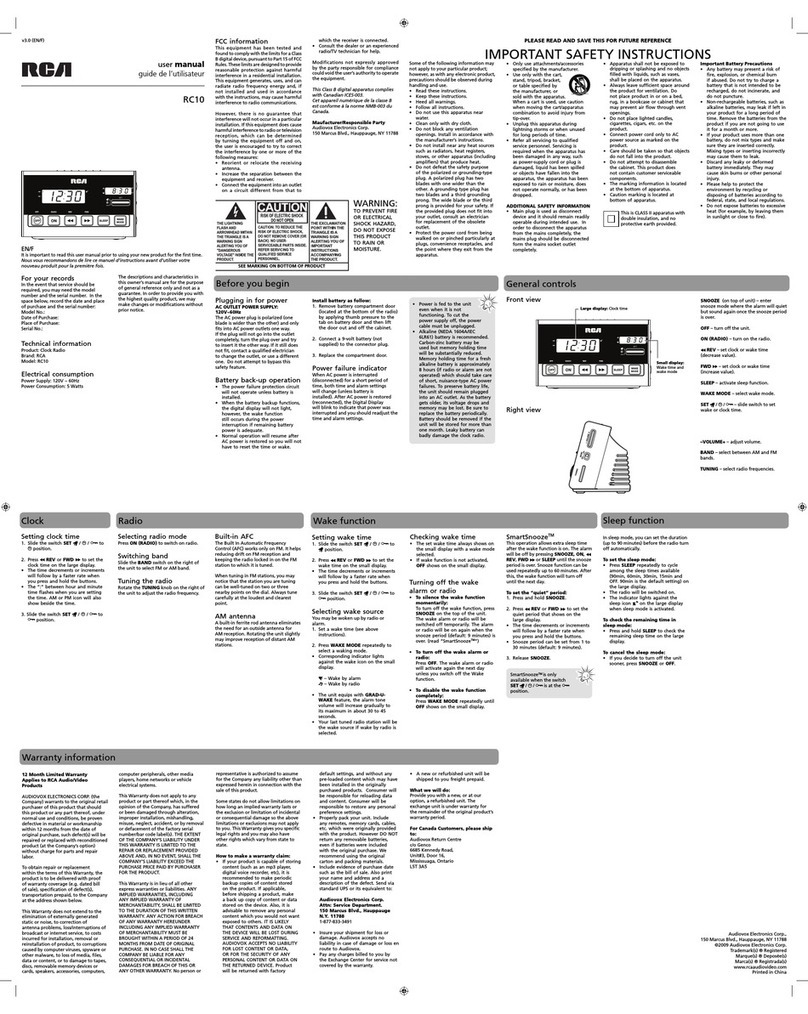 RCA RC10 User manual