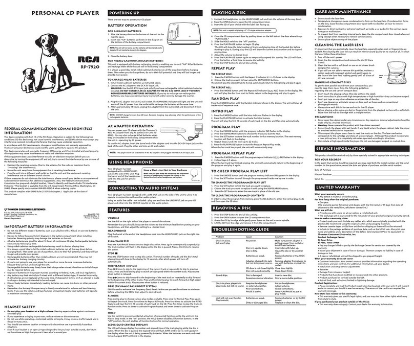 RCA RP-7920 User manual