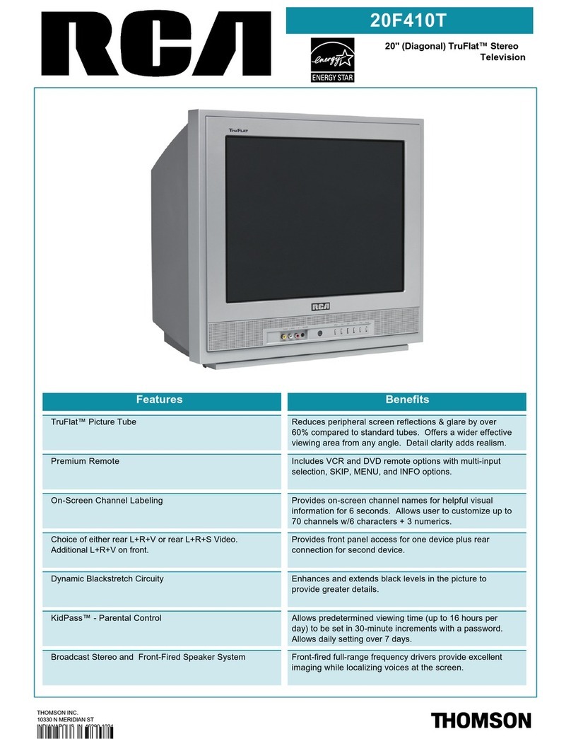 RCA 20F410T - 20" TruFlat TV Specification sheet