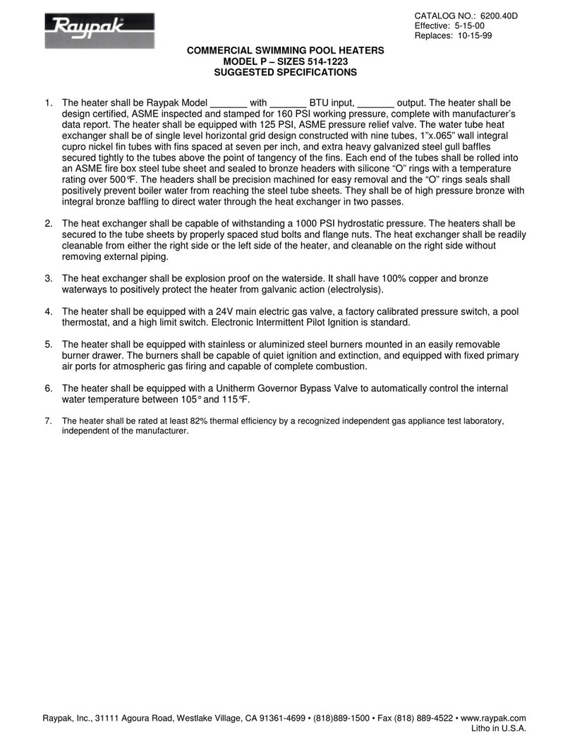 Raypak P User manual Raypak P User manual