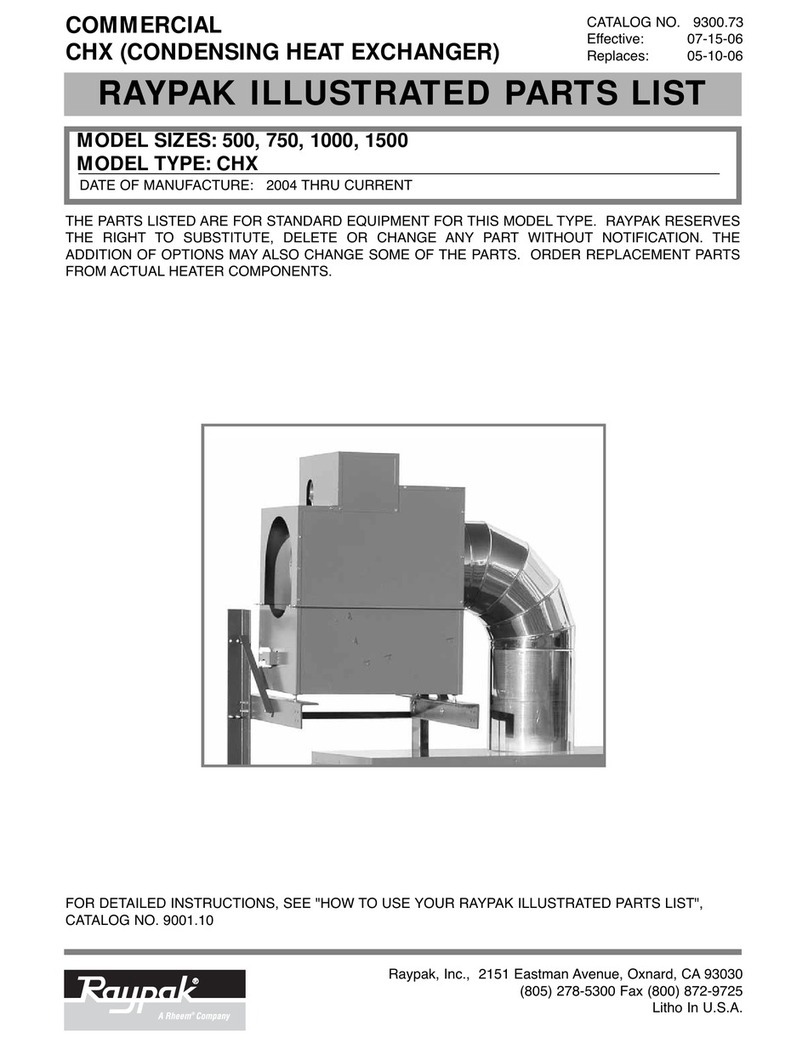 Raypak CHX Illustrated parts list