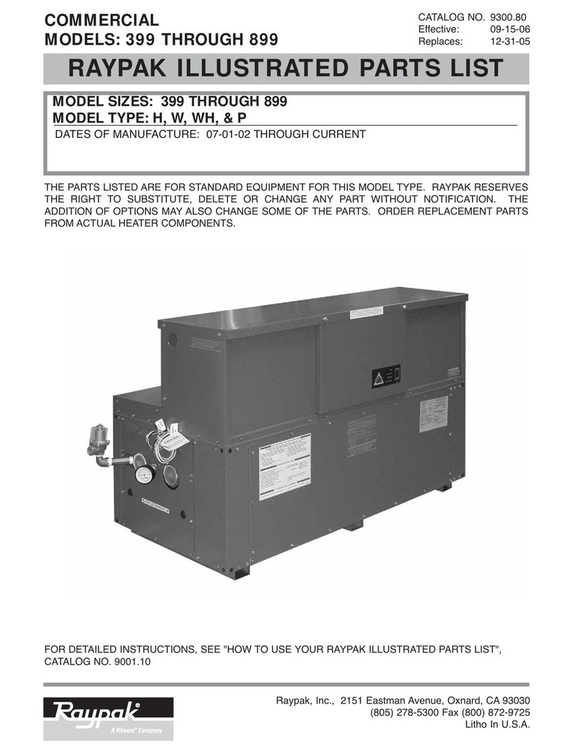 Raypak 399 Illustrated parts list