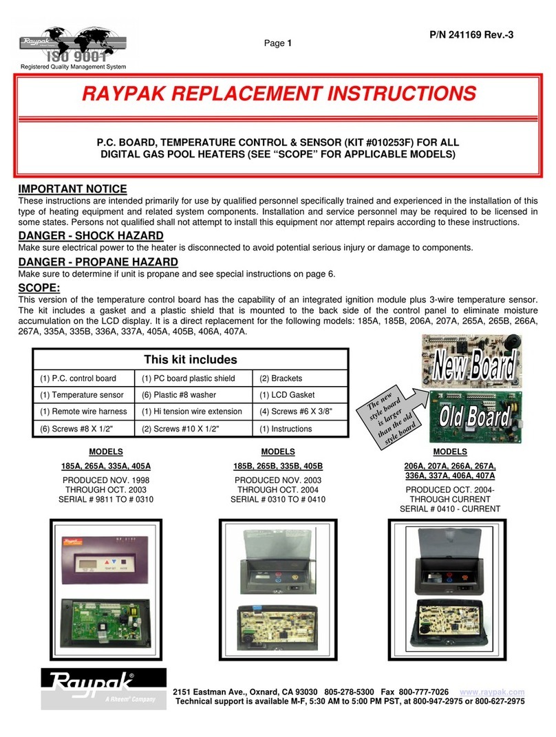 Raypak 185A Replacement instructions