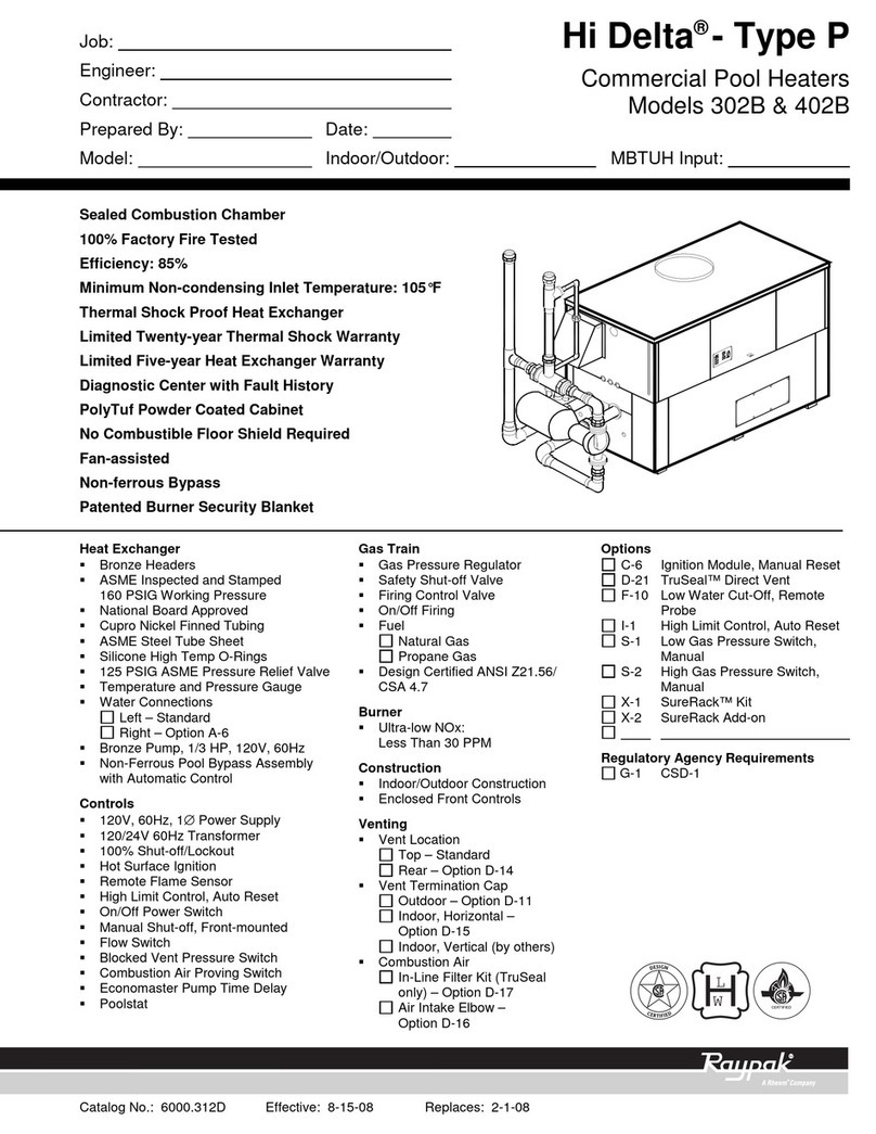 Raypak HI DELTA 302B Specification sheet