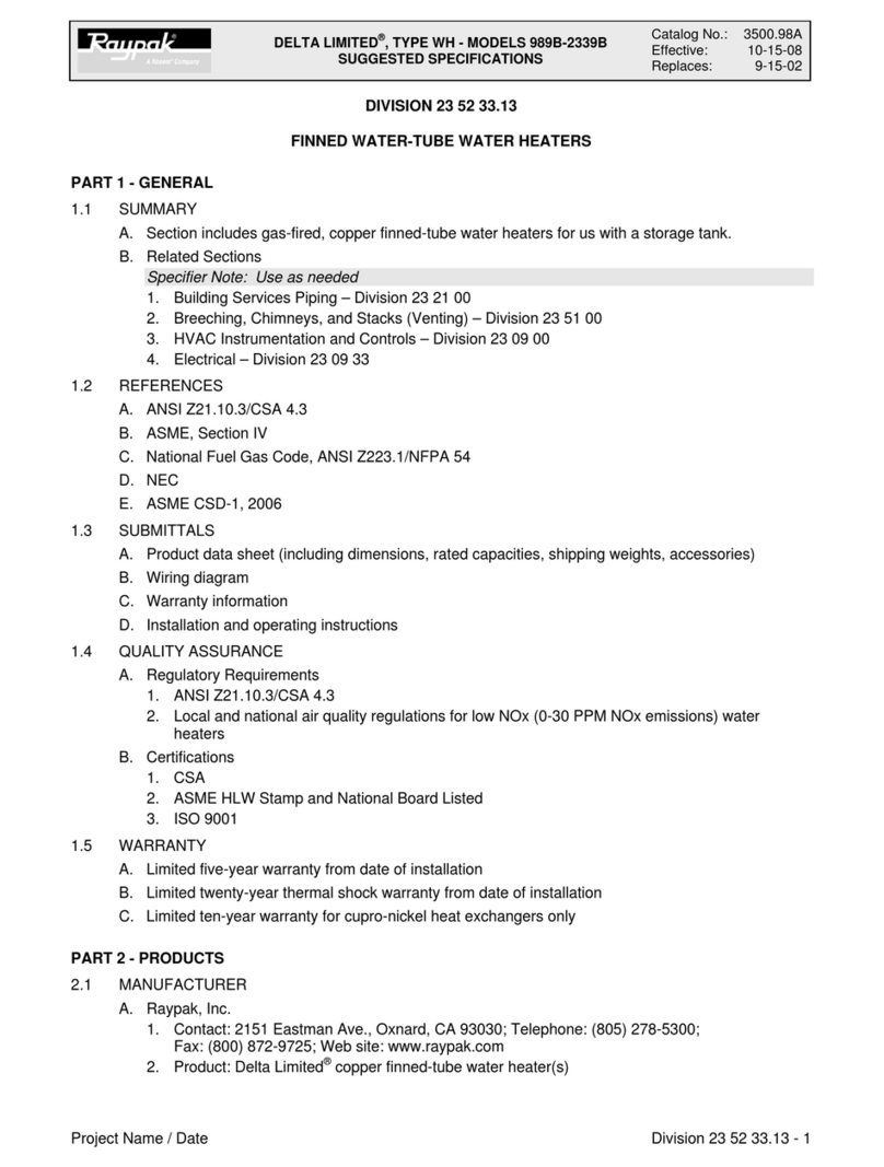 Raypak DELTA LIMITED 2339B User manual