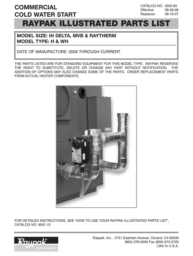 Raypak RAYTHERM Illustrated parts list