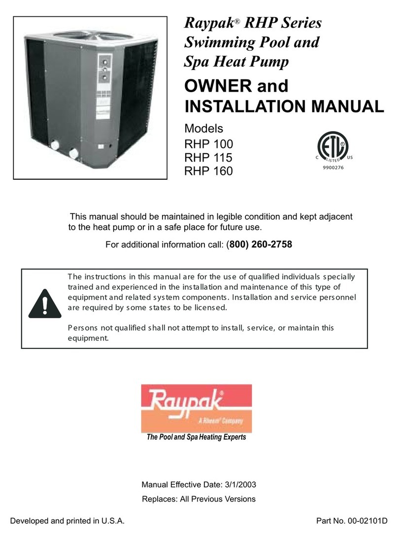 Raypak RHP100 Owners and installation manual Raypak RHP100 Owners and installation manual