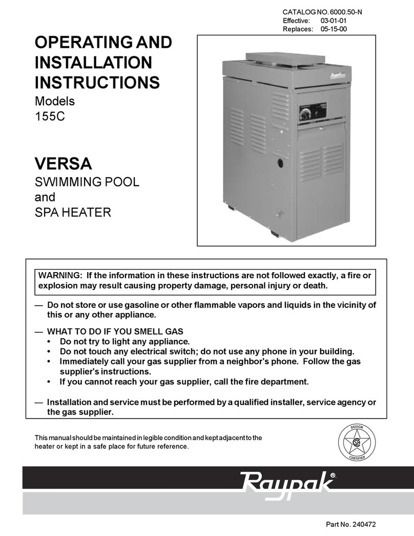 Raypak VERSA 155C Operating and installation instructions