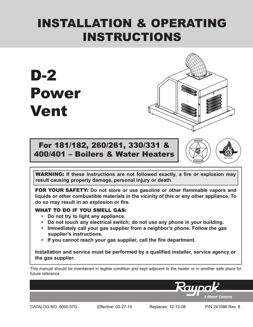 Raypak 181/182 Installation & operating instructions