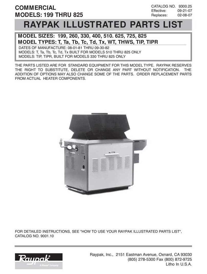 Raypak RAYTHERM 330 Illustrate parts list