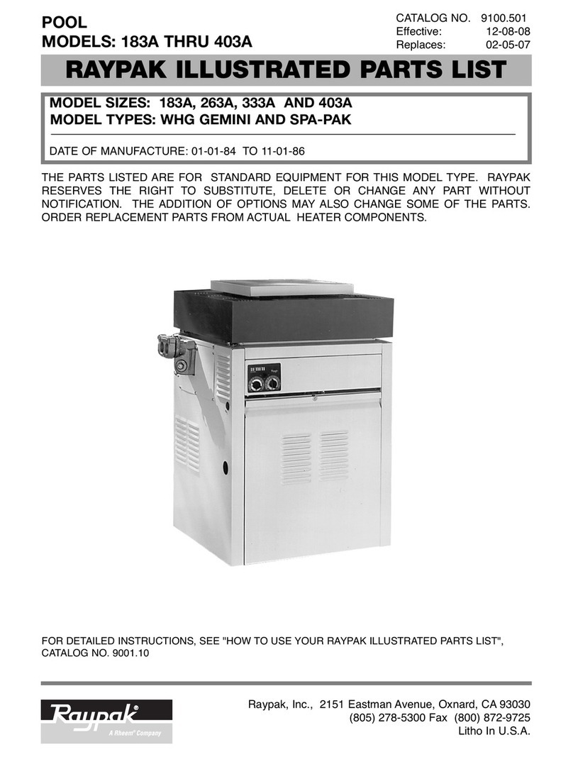 Raypak 183A Illustrate parts list