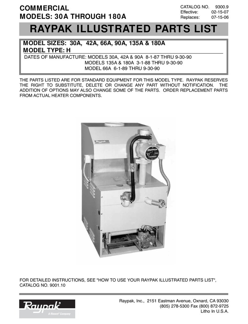 Raypak 180A Illustrate parts list