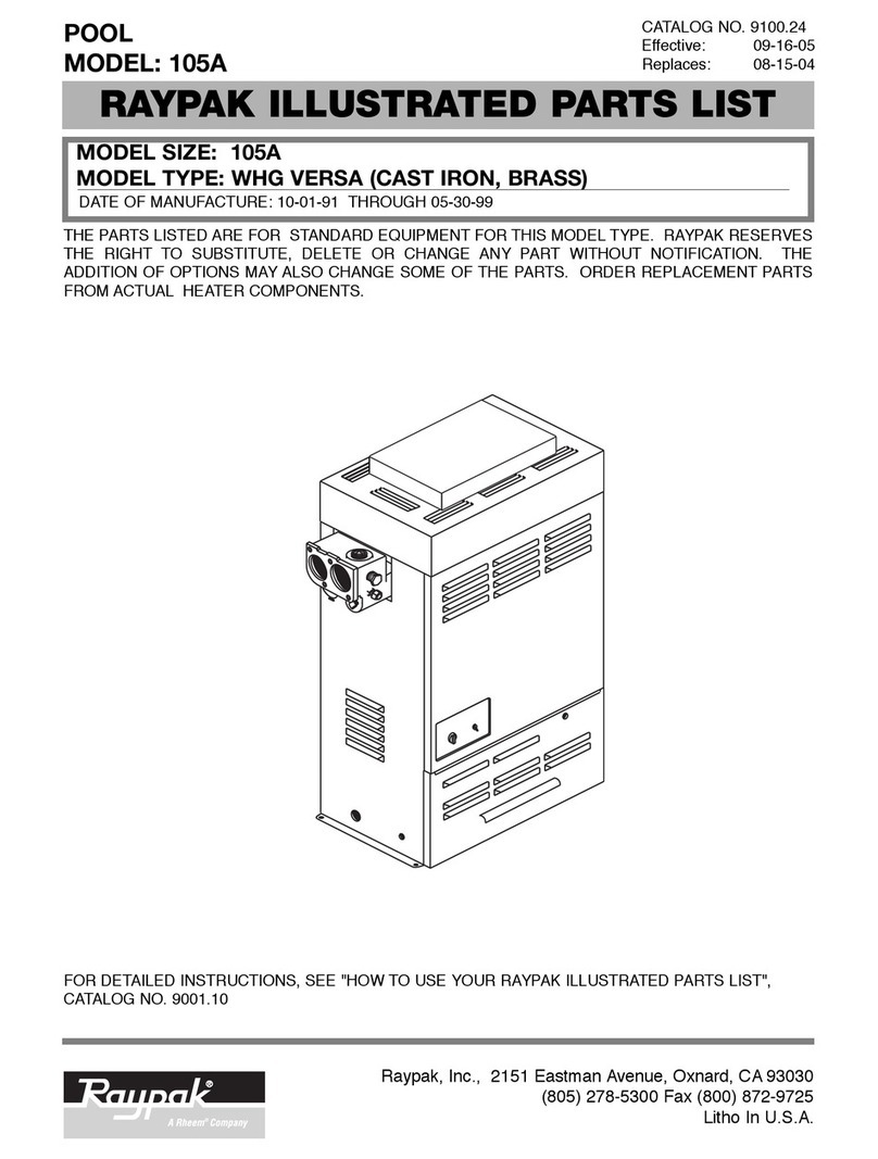 Raypak 105A VERSA Illustrate parts list