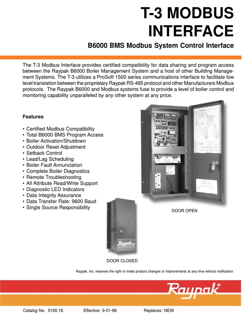 Raypak Modbus Interface T-3 Specifications