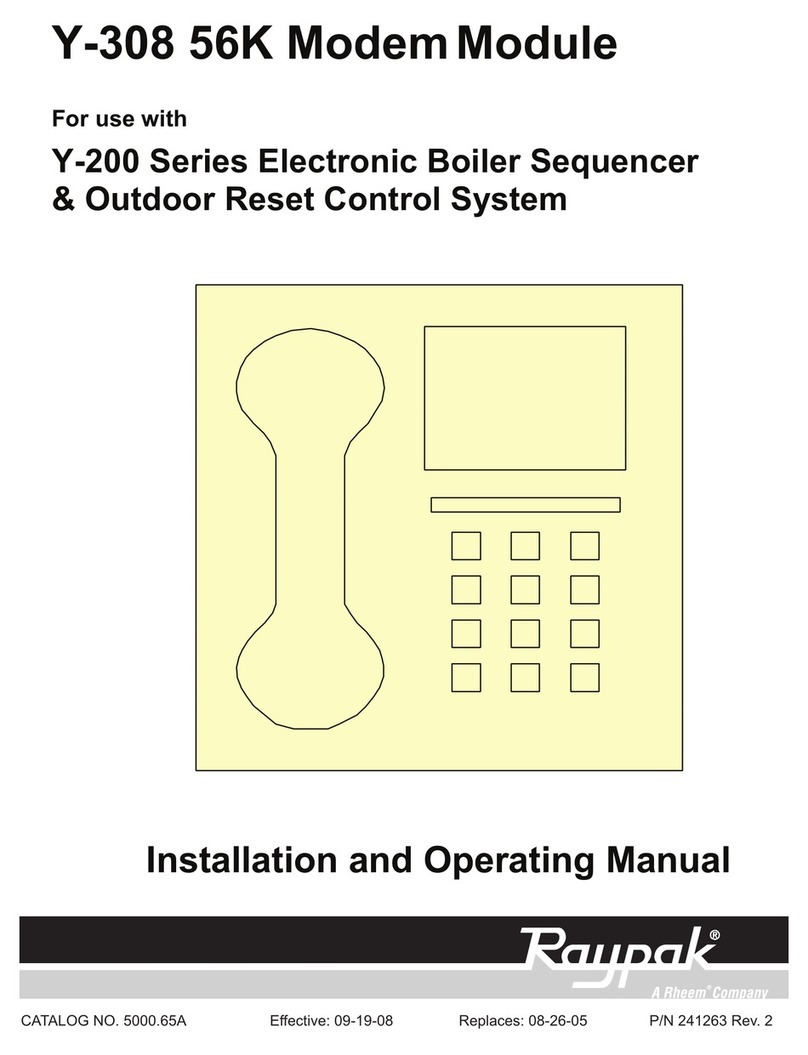Raypak 56K Modem Module Y-308 Installation and operating manual