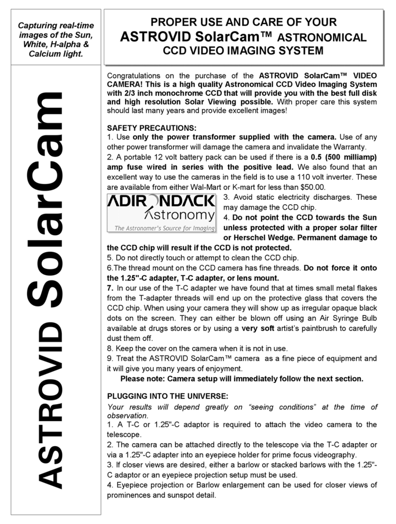 ASTROVID SolarCam VIDEO CAMERA Use and care guide