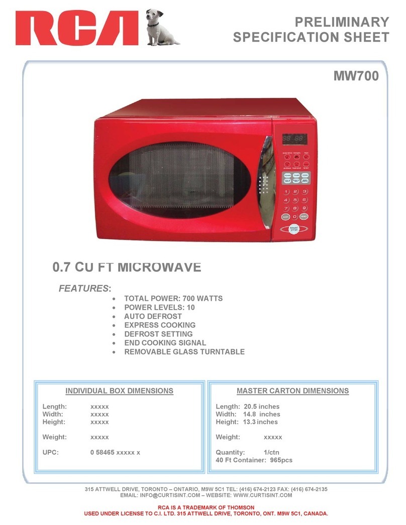 RCA MW700 Specification sheet