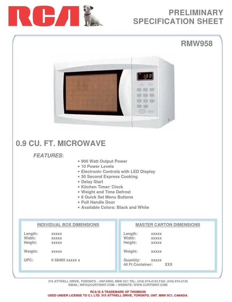 RCA RMW958 Specification sheet