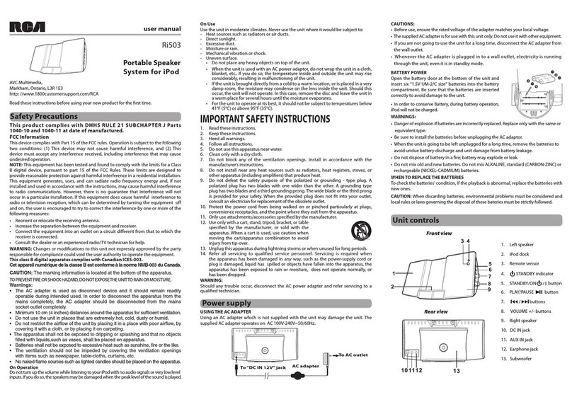 RCA RI503 User manual