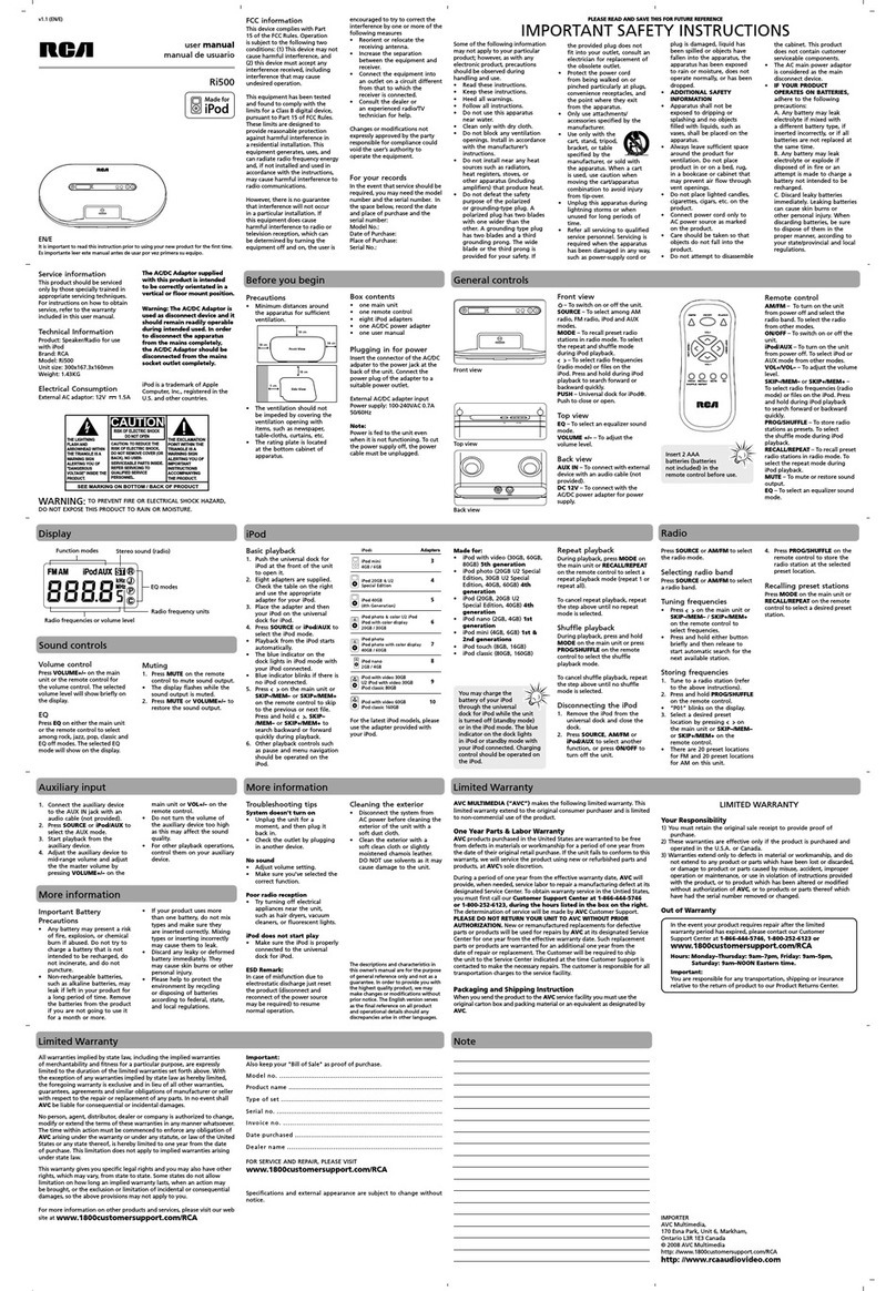 RCA RI500 user manual