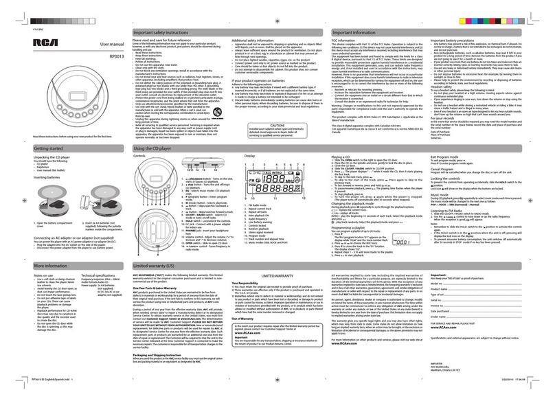 RCA RP3013 User manual