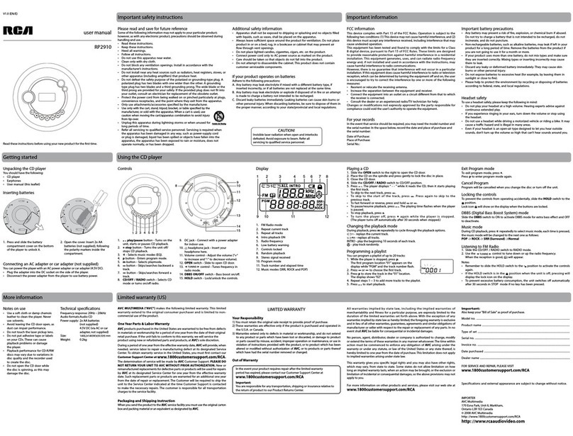 RCA RP2910 User manual