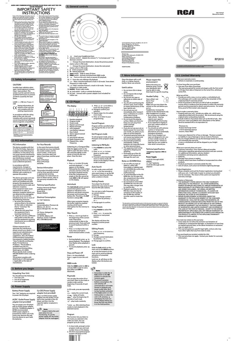 RCA RP2810 User manual RCA RP2810 User manual
