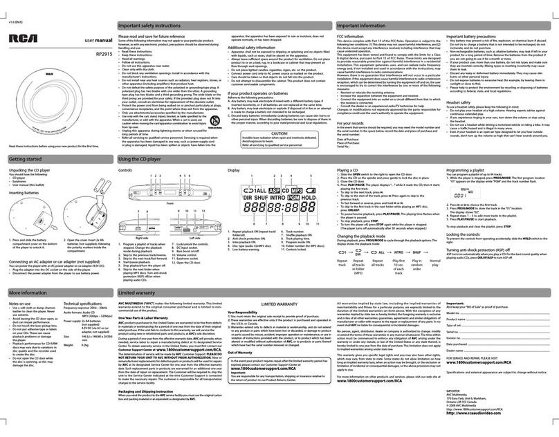 RCA RP2915 User manual