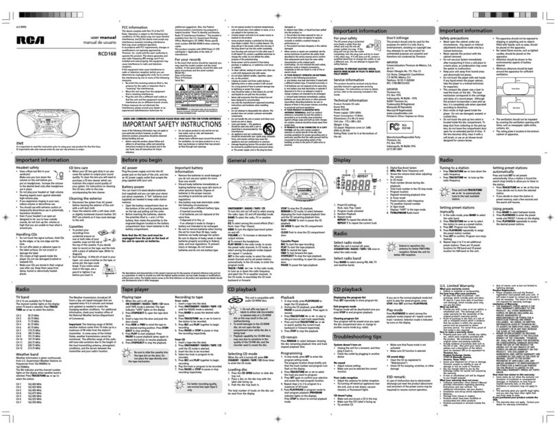 RCA RCD168 User manual RCA RCD168 User manual