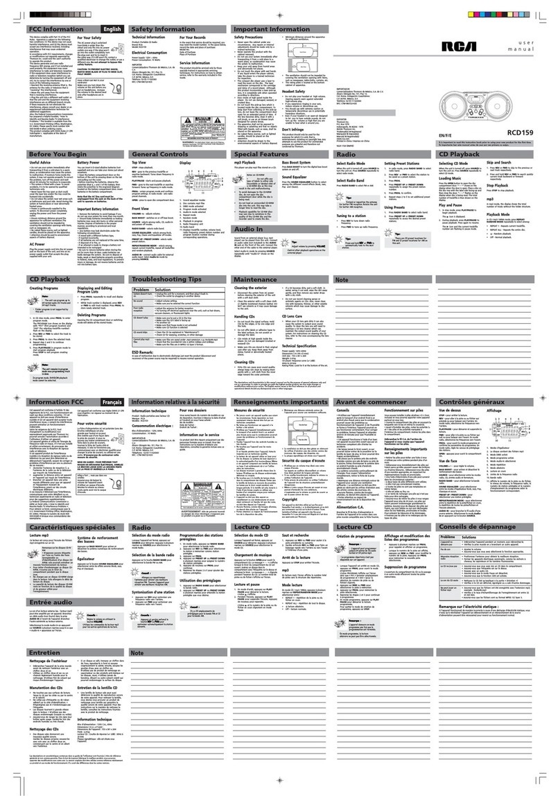 RCA RCD025 User manual