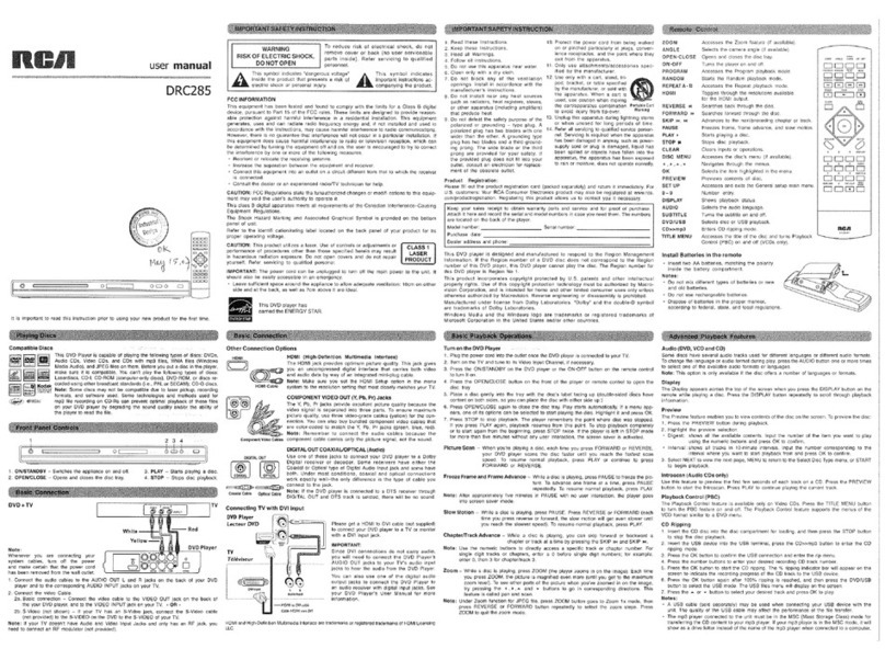 RCA DRC285 User manual