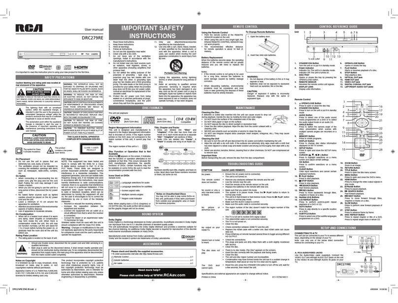 RCA DRC279RE user manual