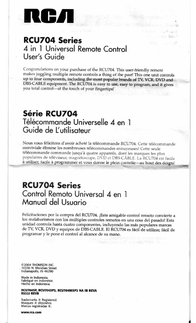 RCA RCU704 Series User manual