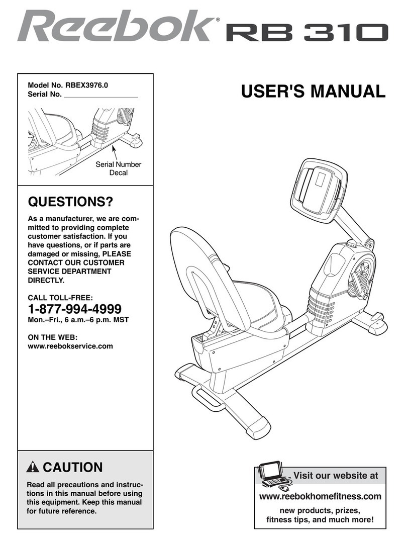 Reebok EXERCISE CYCLE RBEX3976.0 user manual