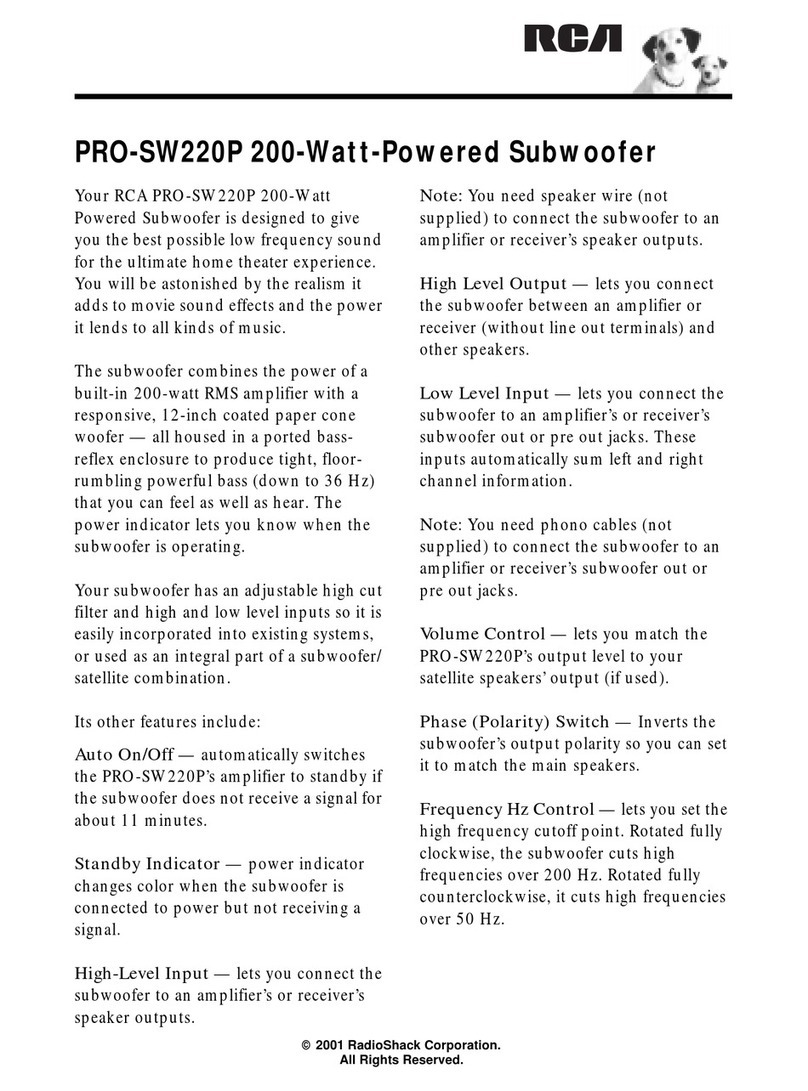 RCA PRO-SW220P user manual