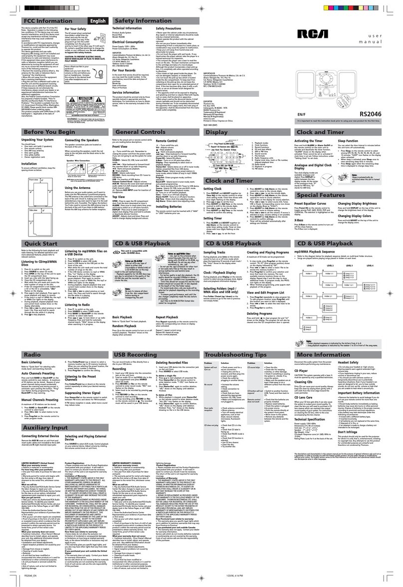 RCA RS2046 User manual