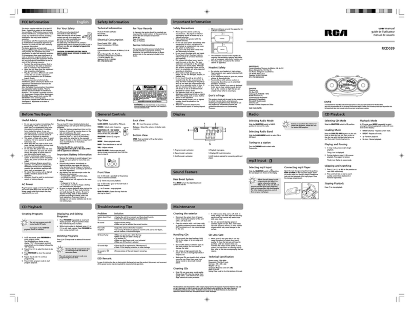 RCA RCD039 User manual