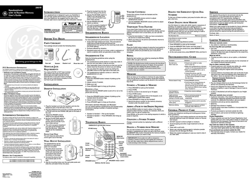 GE Model 29318 User manual