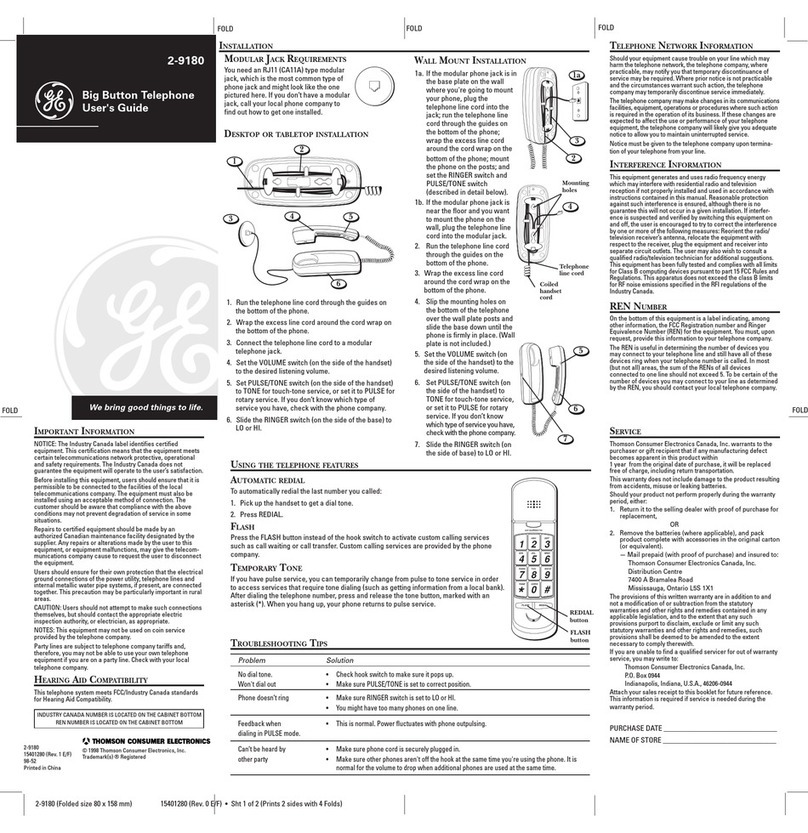 GE FOLD 2-9180 user guide