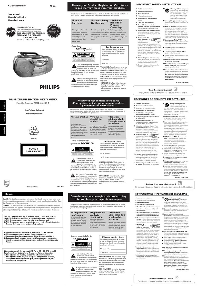 Philips AZ 1004 User manual Philips AZ 1004 User manual