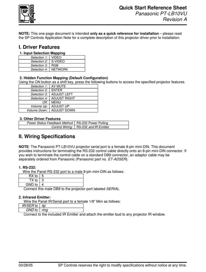 SP Controls PT-LB10VU Quick start & reference guide